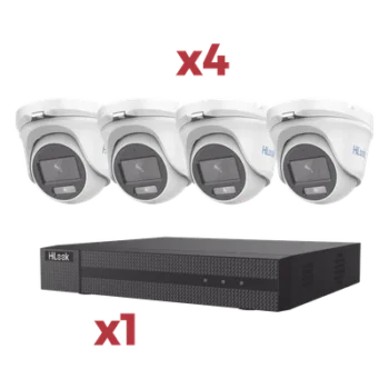 Kit DVR TurboHD / 4 Canales + 1 IP / 2 Megapixel (1080p Lite) / ColorVu Lite / Audio por Coaxitron / 4 Cámaras Turret Metálicas