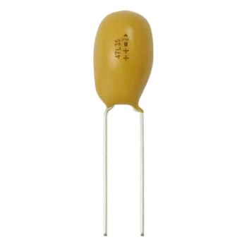 Capacitor de Tántalo / 2.2 µF (2200 nF) / 25 Vcc / Tolerancia 10% / Radial 2.54 mm (0.1 in) / -55°C a +125°C