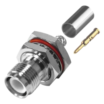 Conector TNC Hembra Inverso / Montaje Trasero Panel D-Plano / Hermético Anillo Plegable / RG-142/U / Níquel-Oro-Teflón