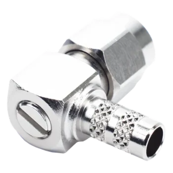 Conector SMA Macho en A/R / Anillo Plegable / Cable RG-142/U / Cuerpo Bronce Niquelado / Contacto Oro / Aislante Teflón