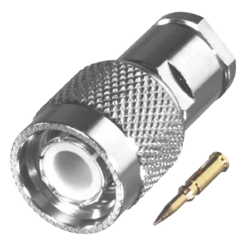 Conector TNC Macho / Rosca Sin Herrajes / RG-58/U LMR-195 / Bronce Niquelado / Aislante Delrin