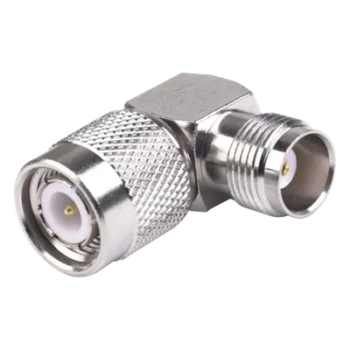 Adaptador Coaxial / TNC Macho a TNC Hembra / Ángulo Recto / Bronce Niquelado / Contacto Oro / Teflón
