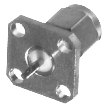 Conector SMA Macho / Montaje Panel 4 Perforaciones / Terminal Soldable / Níquel-Oro-Teflón
