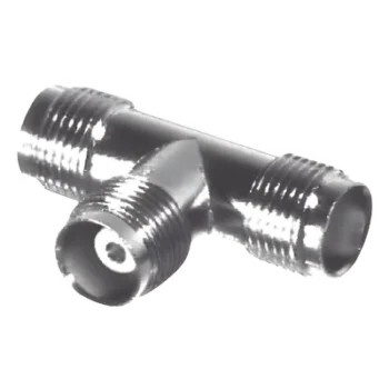 Adaptador en T / Doble TNC Hembra / 50 Ohm / Bronce Niquelado / Contacto Oro / Aislante Teflón