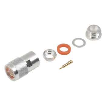 Conector Coaxial N Macho / Rosca / Cables LMR-400, 9913, RG8/U-SYS / Cuerpo Bronce Plateado / Contacto Oro / Aislante Teflón