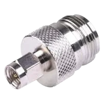 Adaptador RF Coaxial / SMA Macho a N Hembra / En Línea / Cuerpo Bronce Niquelado / Contacto Oro / Aislante Teflón