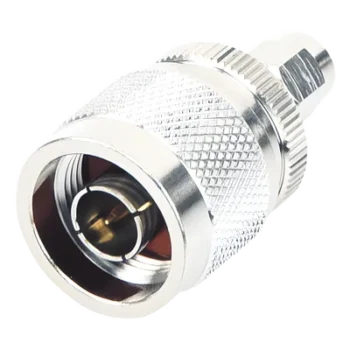 Adaptador RF en Línea / SMA Macho Inverso a N Macho / Cuerpo Bronce Niquelado / Contacto Oro / Aislante Teflón