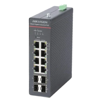 Switch Industrial Administrable PoE+ / 8 Puertos Gigabit PoE+ (4x90W + 4x30W) / 4 Puertos SFP / 300W Total / 300 m Alcance / -40°C a 75°C / 984 pies de Distancia