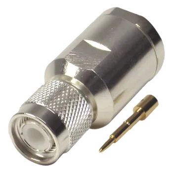 Conector Coaxial TNC Macho / 50 Ohm / Rosca / Para Cable LMR-400 y Equivalentes / Cuerpo Bronce Plateado / Contacto Oro / Aislante Teflón