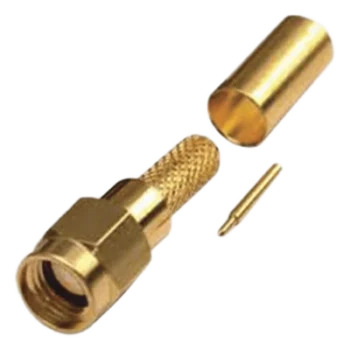 Conector RF SMA Macho / Anillo Plegable / Cables RG-142/U y LMR-195 / Cuerpo Bronce Oro / Aislante Teflón