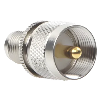Adaptador de Conector RF / TNC Hembra a UHF Macho PL-259 / Montaje en Línea / Cuerpo Níquel / Contacto Oro / Aislante Teflón