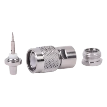 Conector RF TNC Macho / Rosca / Cable RG-58/U Grupo C / Cuerpo Bronce Niquelado / Contacto Plateado / Aislante Delrin