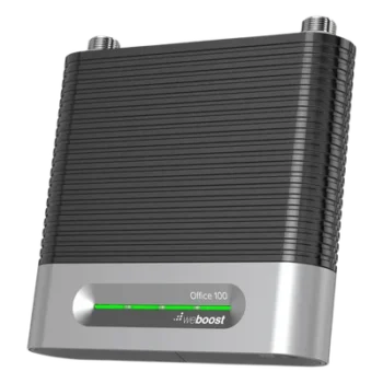 Amplificador Office 100 para 4G, 3G, 2G y llamada VoLTE y convencional. Especial para personalizarlo con antenas, cables y accesorios de acuerdo al requerimiento de la instalación. Puede cubrir áreas de hasta 3000 Metros Cuadrados
