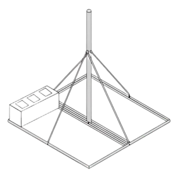 Montaje No penetrante de Techo con Mástil pregalvanizado de 1.25" diam. 1.5 m altura.