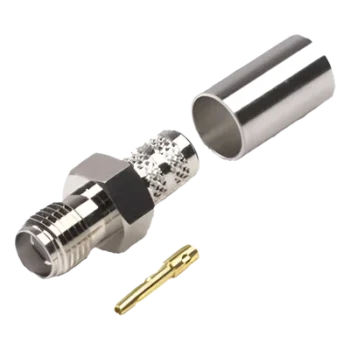 Conector Coaxial SMA Hembra / Anillo Plegable / Para Cables RG-8/X, LMR-240, Belden 9258 / Cuerpo Níquel / Contacto Oro / Aislante Teflón