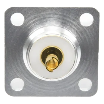 Conector RF Hembra / UHF SO-239 / Montaje Chasis 4 Hoyos / Terminal Soldable / Aislante Teflón