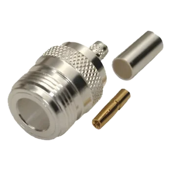 Conector Coaxial N Hembra / Anillo Plegable / Cables LMR-240, RG-8/X, 9258 / Bronce Niquelado / Contacto Oro / Aislante Teflón