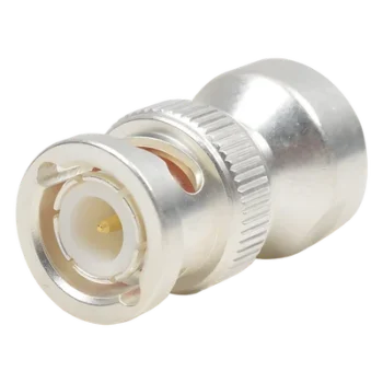 Adaptador Coaxial RF / Hembra UNIDAPT a BNC Macho / Bronce Chapado Plata / Contactos Oro 24K / Dieléctrico Teflón