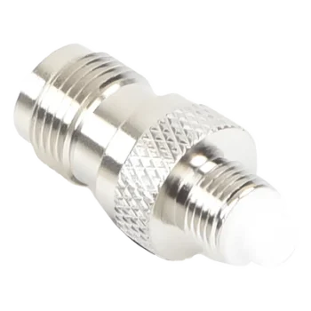 Adaptador RF / TNC Hembra a FME Hembra / Montaje en Línea / Cuerpo Bronce Niquelado / Contacto Oro / Aislante Teflón