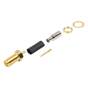 Conector SMA Hembra Inverso / Chasis D-Plano / Anillo Plegable RG-316 / Cuerpo Niquelado / Contacto Plateado