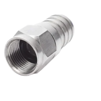 Conector F Macho, 75 Ohm, Plegable para Cable RG-6/U sin pin, Niquel/Polietileno.