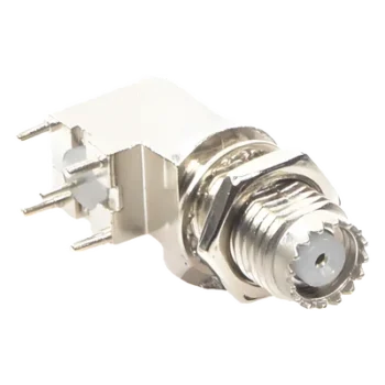 Conector Mini UHF Hembra / Montaje en PCB / Soldable / Cuerpo y Contacto de Estaño / Aislante de Polipropileno