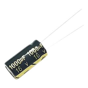 Capacitor Electrolítico de Aluminio / 1000 µF / 16 Vcc / 105 °C / 10 x 15 mm / Corriente de Rizado 640 mA