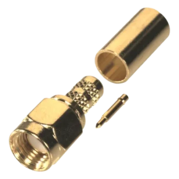 Conector SMA Macho de Anillo Plegable para Cable RG-58/U, Oro/Oro/Teflón.