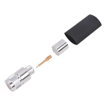 Conector N Macho / Anillo Plegable / Bronce Plateado / Contacto Oro / Teflón / LP-600 LMR-600 CNT-600