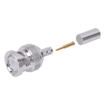 Conector BNC Macho de Anillo Plegable para Cable LMR-195, RG-58/U, RG-142, Níquel/ Oro/ Teflón.
