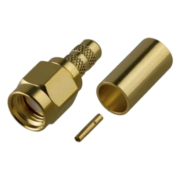 Conector SMA Macho Inverso de Anillo Plegable para cables 8240, RG-58/U, Oro/ Oro/ Teflón.