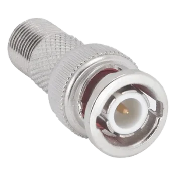 Adaptador en Linea para Video, de Conector BNC Macho a F Hembra, 50 Ohm, Níquel/Oro/Teflón.