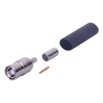 Conector Coaxial SMB Macho / Anillo Plegable / Contacto Hembra / Cables RG-174/U, 8216 / Cuerpo Niquelado / Aislante Teflón
