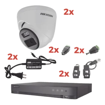Kit de Videovigilancia TurboHD / DVR 4 Canales + 1 IP / 2 Cámaras Eyeball 2 MP / Audio Bidireccional / Dual Light 40 m (131.2 ft) / ColorVu / IP67