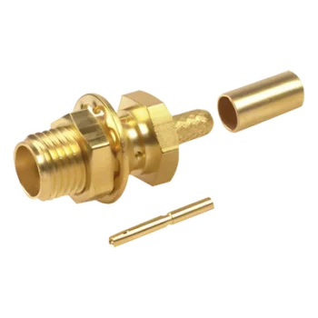 Conector SMA Hembra / Chasis D-Plano / Anillo Plegable RG-174/U / Cuerpo Oro / Aislante Teflón