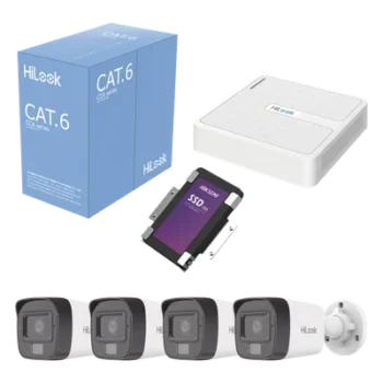 Kit IP / 4 Megapixel / NVR 8 Canales con 8 Puertos PoE+ / 4 Cámaras Bala Exterior / Micrófono Integrado / SSD 1 TB / Cable 305 m (1000.7 ft)