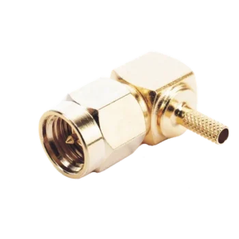 Conector SMA Macho en Ángulo Recto Para RG-174/U, Grupo B, Oro/ Oro/ Teflón.