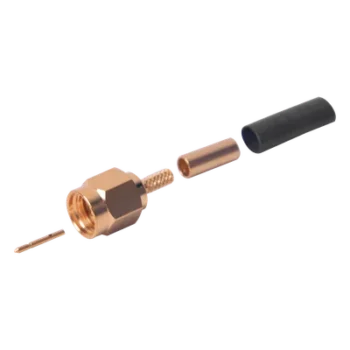 Conector SMA Macho de Anillo Plegable para Cables RG-174/U, 8216, Oro/ Oro/ Teflón.
