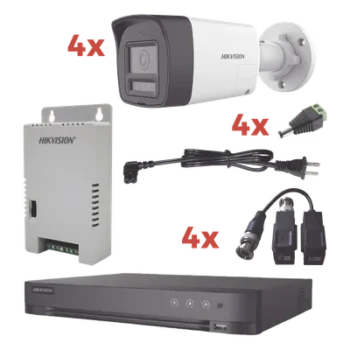 Kit de Videovigilancia TurboHD / DVR 4 Canales + 1 IP / 4 Cámaras Bala 2 Megapixel / Audio Bidireccional / Dual Light 30 m (98.4 ft) + IR 20 m (65.6 ft) / Fuente Regulada 12-15 VCC