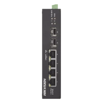 Switch Industrial No Administrable / 3 Puertos Gigabit PoE+ (30 W) + 1 Puerto Gigabit PoE++ (60 W) / 2 Puertos SFP / 65 W Total / Alcance Extendido 300 m (984.3 ft) / -30 °C a 65 °C