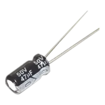 Capacitor Electrolítico de Aluminio / 47 µF / 50 Vcc / 105 °C / ESR 0.14 Ω / 6.3 x 11 mm