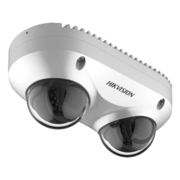 Cámara Panorámica Dual / 4 MP por Lente / 2.8 mm Fijo / IP67 / IK10 / PoE / WDR 120 dB / 10 m (32.8 ft) IR / Audio y Alarma I/O / MicroSD 256 GB