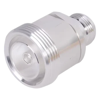 Adaptador en Línea / DIN 7-16 Hembra a N Hembra / Cuerpo de Bronce Plateado / Aislante de Teflón