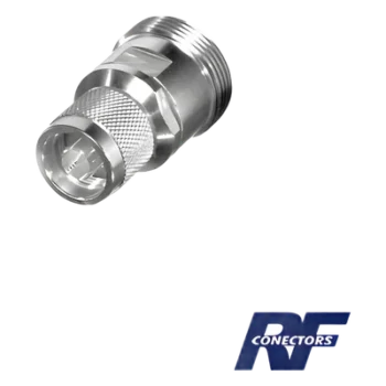 Adaptador en Línea / DIN 7-16 Hembra a N Macho / Cuerpo de Bronce Plateado / Contacto Plateado / Aislante de Teflón