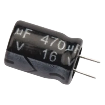 Capacitor Electrolítico de Aluminio / 470 μF / 16 Vcc / 105 °C / Radial 8.0 x 11 mm / Corriente de Rizado 305 mA RMS