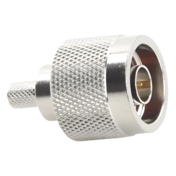 Conector N Macho, Anillo Plegable y Pin Cautivo para RG-8/X, 9258, LMR-240, Níquel/ Oro/ Teflón.