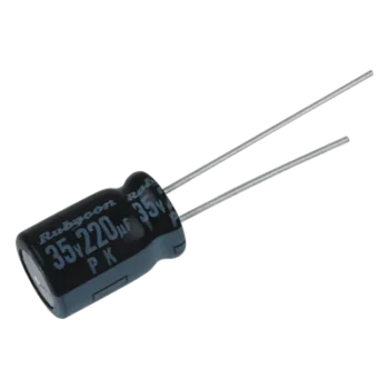 Capacitor Electrolítico Radial / 220 µF / 35 Vcc / 105 °C / 10 x 12.5 mm / Corriente de Rizado 440 mA RMS