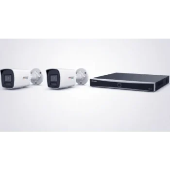 Kit NVR IP / 8 Canales / 8 Puertos PoE+ / 2 Cámaras Bullet 4 MP / ColorVu 3.0 / Luz Dual 30 m (98.4 ft) / AcuSense / IP67 / H.265+