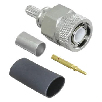 Conector TNC Macho / Anillo Plegable / Pin Soldable / Latón Plateado / 50 Ω / VSWR 1.3 hasta 6 GHz
