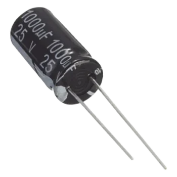 Capacitor Electrolítico de Aluminio, Radial de 1000 µFd. 25 Vcc, 105 °C, 10 x 20 mm.